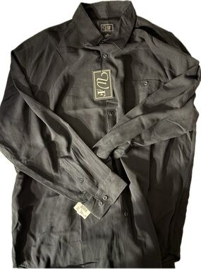 W&F Men’s Black Long-Sleeve Dress Shirt